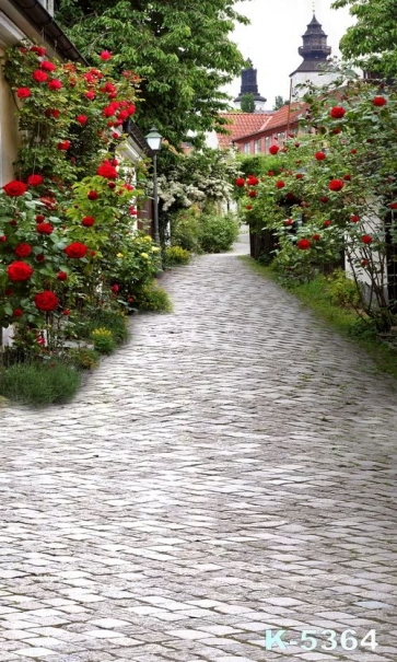 Beautiful Flagstones Path Flowers Backdrop Scenic Photography Background