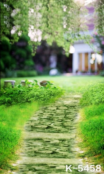 Spring Green Grassland in Courtyard Scenic Photography Background Props