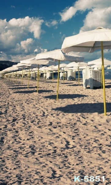 Summer Holiday Sandy Beach Shelters Photo Drop Background