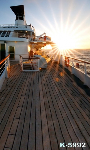 Ship Boat Deck at Sea Sunset Scenic Photography Background Props