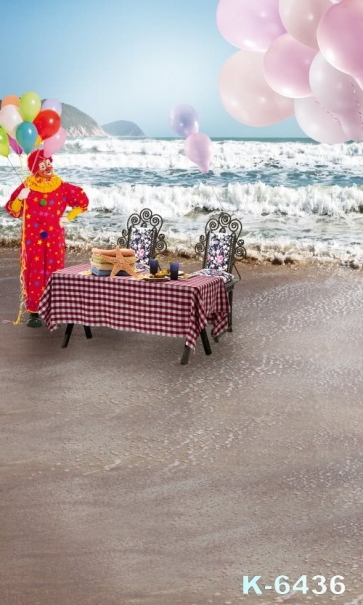 Clown Standing by Dining Table Seaside Beach Photography Background Props