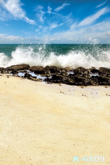 Seaside Waves Beating Rocks Beach Photography Background Props