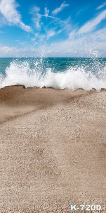 Sea Waves Beating Sandy Beach Photo Drop Background