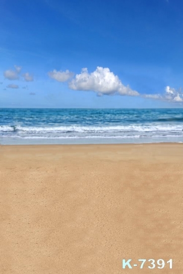 White Clouds over Blue Sea Beach Photography Photo Backdrops