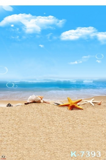 Shell Starfish on Sandy Beach Seaside Painted Photography Backdrops