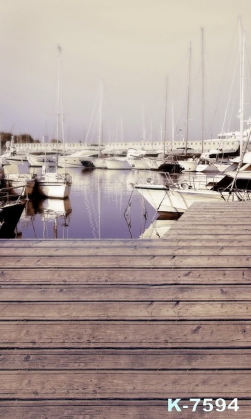 White Boats by Harbor Scenic Background Drops for Photography
