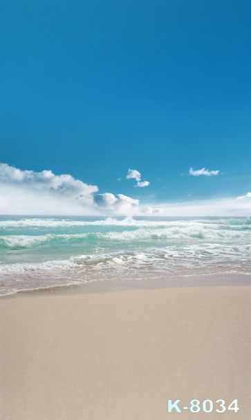 Blue Sky White Clouds Sea Waves Beach Photo Drop Background