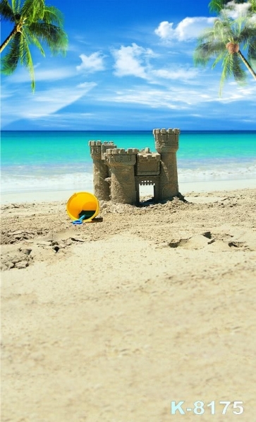 Sand Castle by Seaside Beach Backdrop Background for Photography