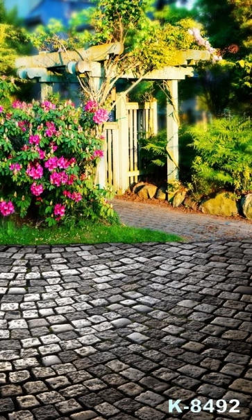 Stone Long Corridor Flower Stone Road Scenic Pro Photo Backdrops