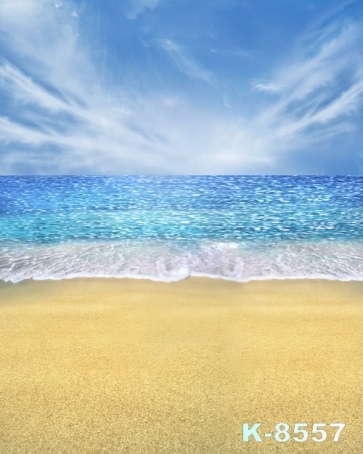 Blue Sea Yellow Sandy Beach Scenic Photography Photo Backdrops