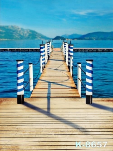 Wood Bridge over Sea Scenic Background Drops for Photography