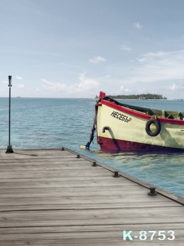 Scenic Ship Boat by Wood Harbor Photography Photo Backdrops