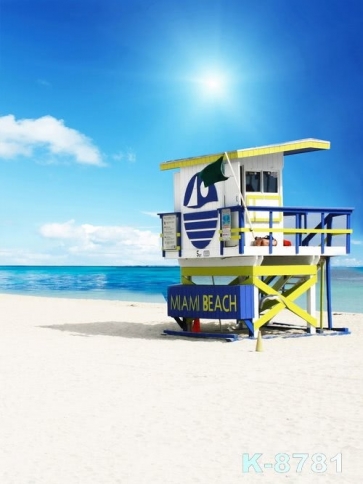 Blue Sky Sea Miami Beach for Summer Holiday Pro Photo Backdrops