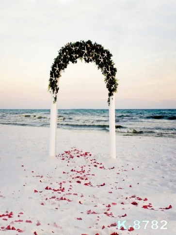 Romantic White Sandy Beach Wedding Scenic Photography Background Props