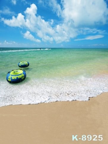 Scenic Life Buoy Bluish Green Sea Water Beach Pro Photo Backdrops