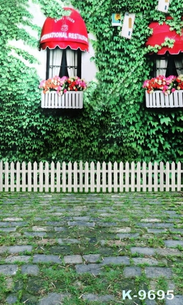 Outside Restaurant Creepers Fence Stone Road Scenic Photo Prop Background