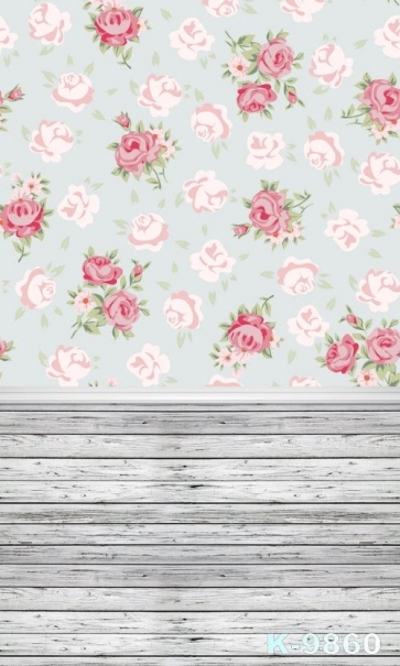  Flower Background Wall Wooden Floor Vinyl Photography Stage Backdrop