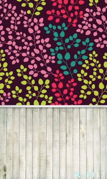 Multicolor Leaves Wine Red Background Plank Floor Personalized Backdrop