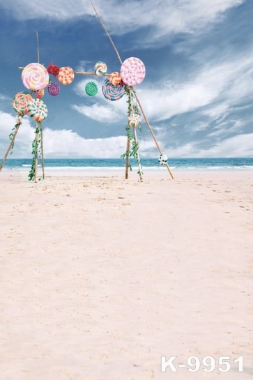 Lollipop on Beach by Seaside Children's Photography Backdrops Background