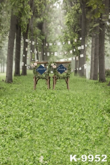 Couple Chairs in Green Forest Wedding Photography Backgrounds and Props