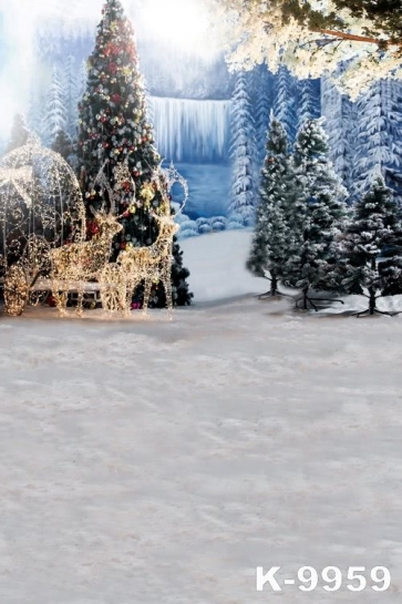 Winter White Snow Deers Christmas Plain Backdrops for Photography