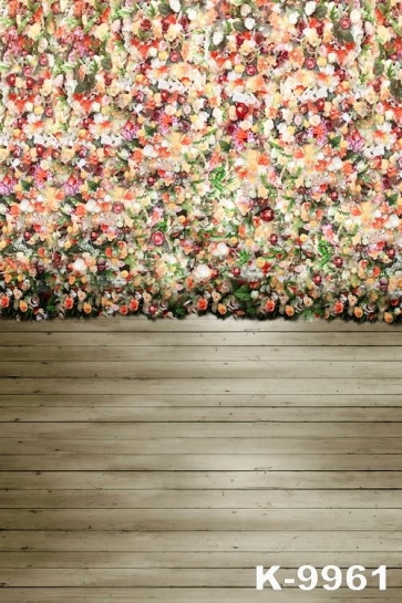 Colorful Flowers Wood Floor Wedding Professional Photography Backdrops