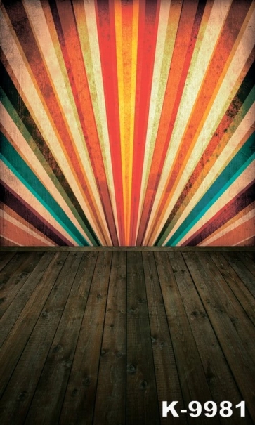 Colorful Wall Wooden Floor Combination Vinyl Photography Background