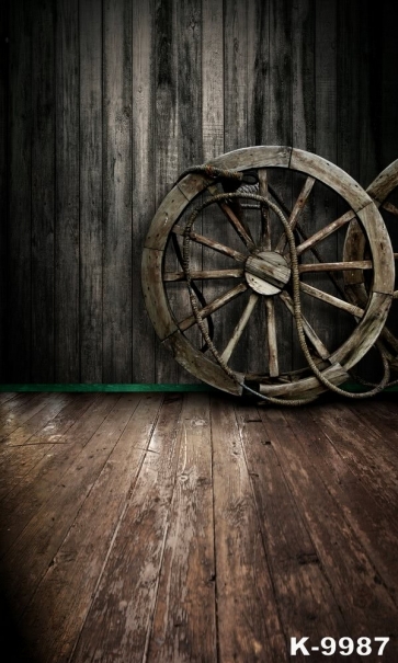 Vintage Wood Wheels Floor Wall Vinyl Background Stage Backdrop