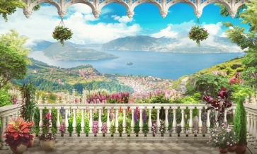 Scenic Spot Lakeside Balcony Wedding Backdrop Studio Theatreworld Photography Background Prop