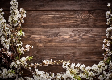Rustic Dark Wood With Flowers Wedding Backdrop Photography Background