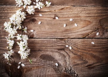 Rustic Dark Faux Wood Plank Backdrop With Flowers Background