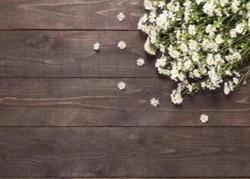 Rustic Faux Dark Wood Flowers Backdrop Photography Background