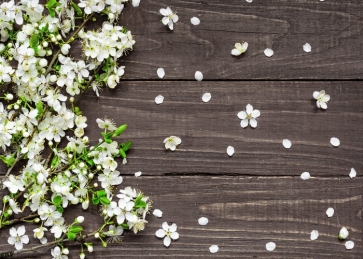 Shower Baby Photography Background Retro Rustic Dark Wood Flowers Backdrop