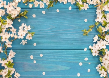 Blue Wood With Flowers Wedding Backdrop Bridal Photography Background