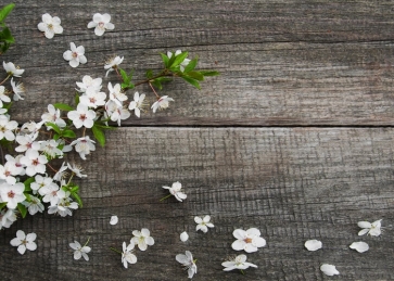 Baby Shower Photography Background Rustic Dark Wood Flowers Backdrop