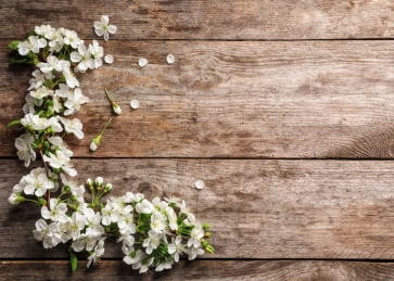 Retro Rustic Wood Plank Flowers Backdrop Photography Background