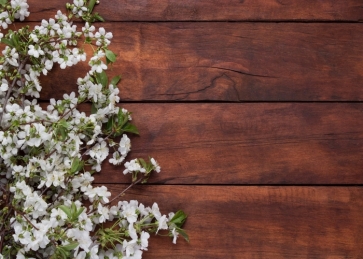 Retro Dark Wood Plank Flowers Backdrop Photography Background