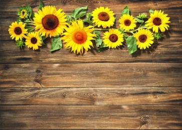 Retro Wood With Sunflower Flowers Backdrop Wedding Brida Photography Background