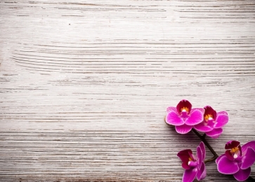 Horizontal Texture Wood Wall Photo Backdrop with Rose Red Flowers