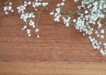 Reddish Brown Wood Little Small White Flowers Photo Wall Backdrop