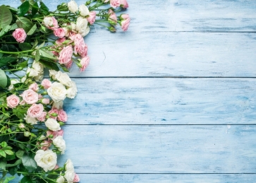 Pink White Roses Flowers Wood Photo Wall Backdrop
