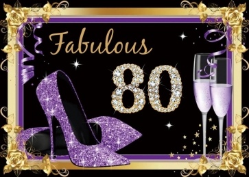 Purple High Heels Women 80th Fabulous Birthday Backdrop Party Photography Background
