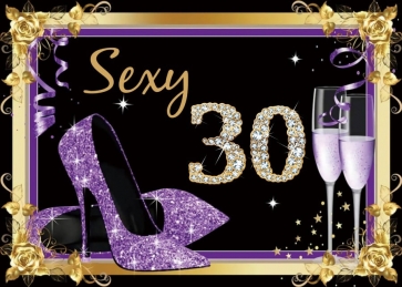 Purple High Heels Women Sexy Happy 30th Birthday Backdrop Party Photography Background