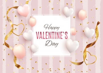 Love Balloon Pink Wall Background Happly Valentine's Day Backdrop