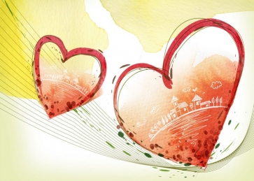 Red Heart Shape Wall Background Valentine's Day Backdrop