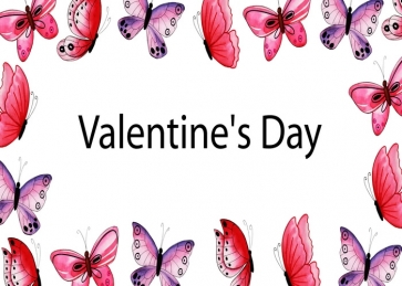 Purple Red Butterfly Valentine's Day Backdrop Photography Background