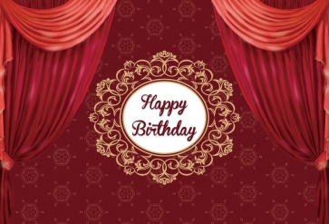 Red Curtain Theme Happy Birthday Backdrop Party Photography Background