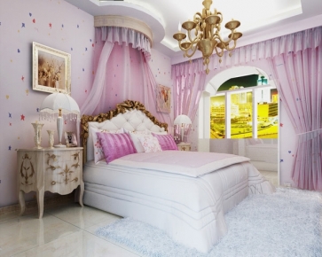 Luxury Big Bed Purple Bedroom Backdrop Decoration Prop Video Photography Background