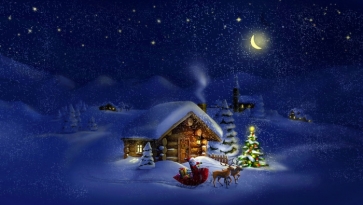 Night Santa Claus Christmas Trees White Snow Photographic Backdrops