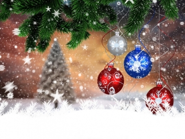 Christmas Balls Tree Leaves Photo Wall Backdrop for Pictures